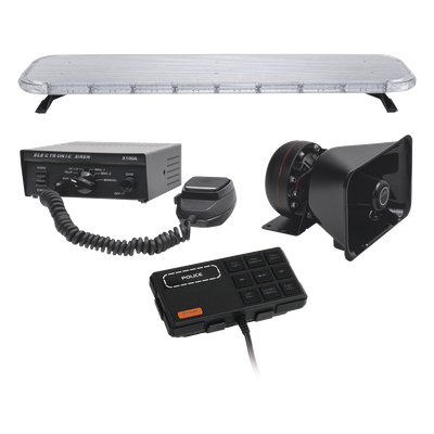 Kit de Equipamiento para Unidades de Seguridad Pública / Barra LED 132 LEDs Hyperlux / Sirena 100W / Control de Tráfico Ámbar / IP65 / SAE
