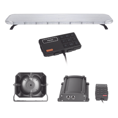 Kit de Equipamiento para Unidades de Seguridad Pública / Barra LED 132 LEDs Hyperlux G3 / 22 Módulos Control Tráfico Rojo/Azul / Sirena 100 W / IP65 / SAE J1345