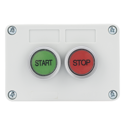 Botonera de Control / IP40 / 24 VCD / 106 x 72 x 58 mm / 4.17 x 2.83 x 2.28 in / Start-Stop / NO