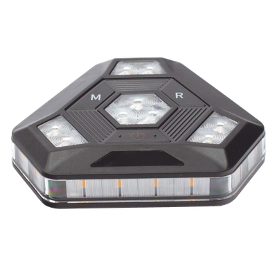 Luz de Advertencia LED / 900 Lúmenes / 12 Patrones de Destello / Sincronización Inalámbrica / IP67 / Batería 20 Horas / Montaje Magnético