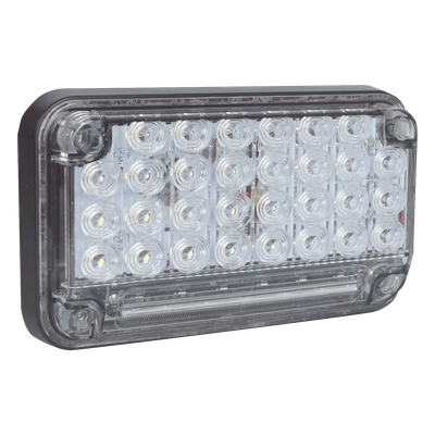 Luz de Advertencia LED / 66 LEDs / 7×4″ / 12 VCC / 10 Patrones de Destello / Montaje Permanente / Color Claro