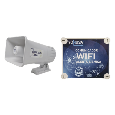 Kit de Alertamiento Sísmico / Audio Oficial SASMEX 120 dB / Receptor Wi-Fi / Replicación a Sirena y App Móvil / 12 VCD