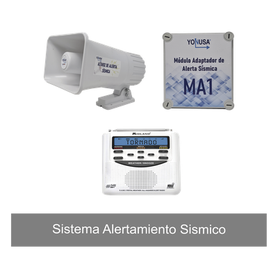 Kit de Alertamiento Sísmico / Radio Meteorológico 7 Canales / Audio 30W / 120 dB / 13.5VDC 2A / 20×13.5×23 cm