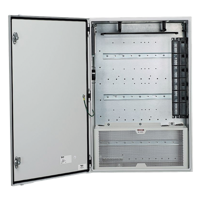 Gabinete de Zona de Red / Montaje en Pared / 2 Switches Industriales / IP66 / UL Tipo 4/12 / Rieles DIN / Puerta Reversible