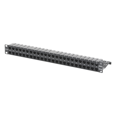 Patch Panel / 48 Puertos / Cat 6A Blindado / Plano / 1UR / Acero 18 Gauge