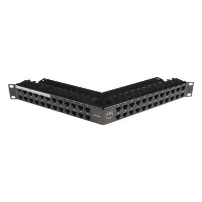 Patch Panel / Blindado / Cat 6A / 48 Puertos / 1U / Angulado / PoE+