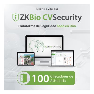 Licencia de Software / Gestión de 100 Dispositivos / Control de Tiempo y Asistencia / Compatible InBioPro-InBio-APX-Green Label