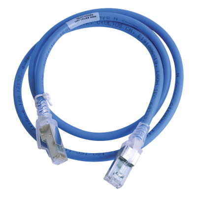 Patch Cord Cat6A S/FTP / CM/LS0H / 0.91 m (3 Pies) / Blindaje S/FTP / Botas Ultra Delgadas / UL2043 / PoE+ / Azul