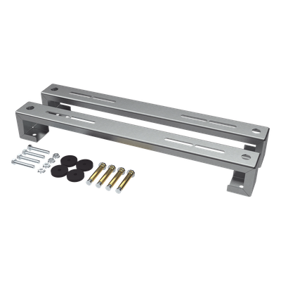 Base para Unidad Externa Minisplit / Capacidad 1 a 3 Toneladas / Ajustable en Altura y Ángulo / Acero Galvanizado y Aluminio / Sistema Antivibraciones
