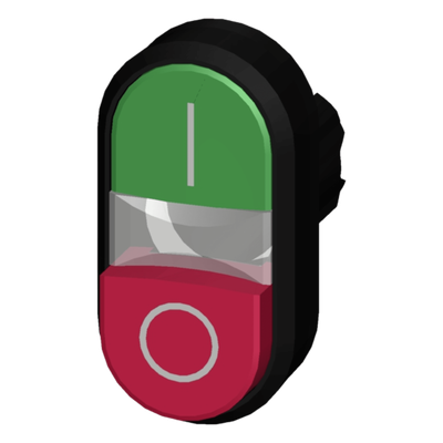 Botón Doble Tipo Domino / 22 mm / IP69K / Verde-Rojo / Indicación I/O / Plástico