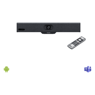 Barra de Videoconferencia Todo en Uno / 4K / Lente 120° / 8 Micrófonos MEMS con IA / Auto Framing / Microsoft Teams y Zoom / Android Integrado