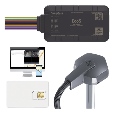 Kit de Rastreo Vehicular / Sensor de Combustible Cableado / LTE Cat1 y LTE-M / BLE 5.0 / GNSS U-blox / IP54 / Batería de Respaldo / Detección de Interferencias