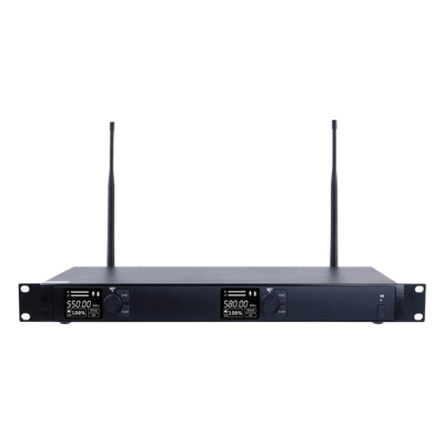 Receptor Inalámbrico Dual Canal / U-Band Digital / 4 Bandas 470-830 MHz / Modulación pi/4-DQPSK / Pantalla TFT-LCD 2.2″ / Anti-Interferencia ID Code Pilot / Salidas Balanceadas y Desbalanceadas / Ecualización Ajustable