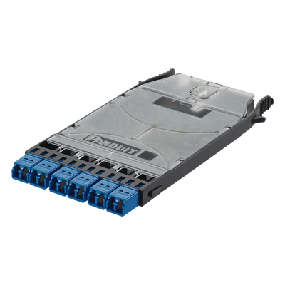 Cassette de Fibra Óptica / 6 Puertos LC Duplex / 12 Fibras Monomodo OS2 / Empalme por Fusión / 500 Ciclos de Conexión / 0.35 dB Pérdida de Inserción
