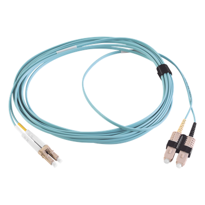 Jumper de Fibra Óptica / Multimodo 50/125 OM3 / LC-SC Duplex / OFNR / 5 m (16.40 ft) / Color Aqua