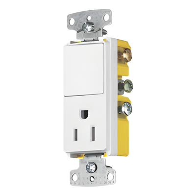 Combinación de Contacto y Apagador Decorador / 15A / 125V CA / 1 Polo / Interior Seco / -20°C a 60°C