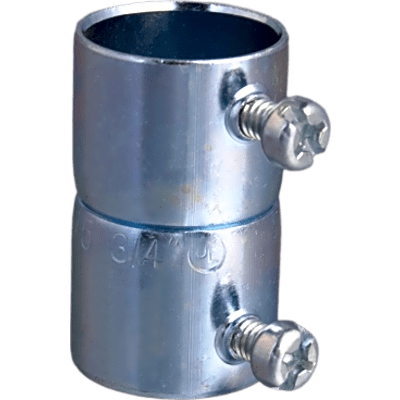 Cople para Tubo EMT / 3/4″ (19 mm) / Pared Delgada / Tornillo Tipo Americano / Acero Galvanizado / UL Listed