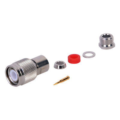 Conector TNC Macho / Rosca Izquierda / Bronce Niquelado / Teflón / RG-58/U, RG-142/U