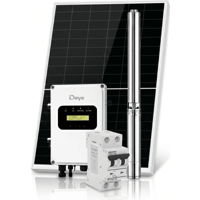 Kit de Bombeo Solar / 2200W (3 HP) / Controlador Híbrido AC/DC 136-264VAC / 108-403VCD / 2700W Fotovoltaico / Gabinete IP66 / Protección Eléctrica Integrada