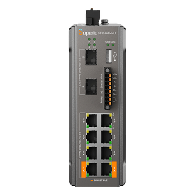 Switch PoE Industrial / 8 Puertos Gigabit PoE / 2 Puertos SFP 2.5 Gbps / 240W Presupuesto PoE / 26 Gbps Capacidad de Conmutación / -40 ℃~75 ℃ / DIN-Rail, Pared, Escritorio