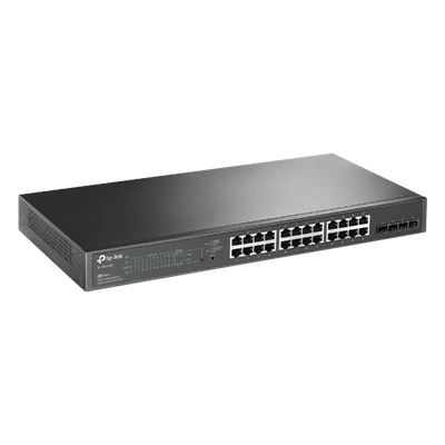 Switch PoE+ Administrable / 24 Puertos Gigabit / 4 Ranuras SFP / 250W PoE Total / SDN Cloud / Enrutamiento Estático